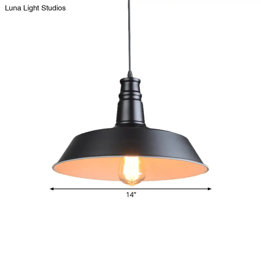 Industrial Barn Kitchen Pendant Light - 10/14 Diameter Stylish Metallic 1 Head Black Suspension