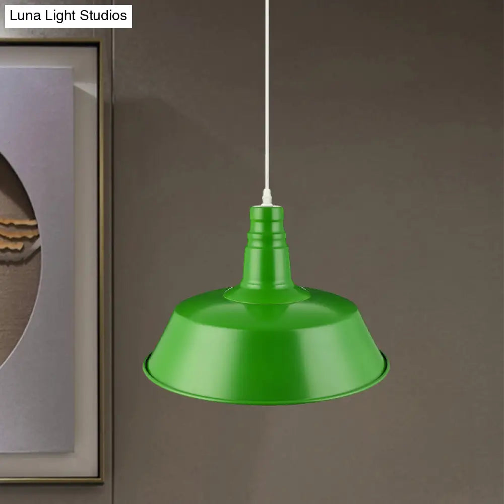 Barn Living Room Pendant Lighting - 10/14 Inch Wide Industrial Style Metal 1 Bulb Hanging Light