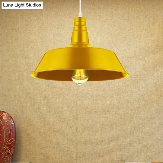 Barn Living Room Pendant Lighting - 10/14 Inch Wide Industrial Style Metal 1 Bulb Hanging Light