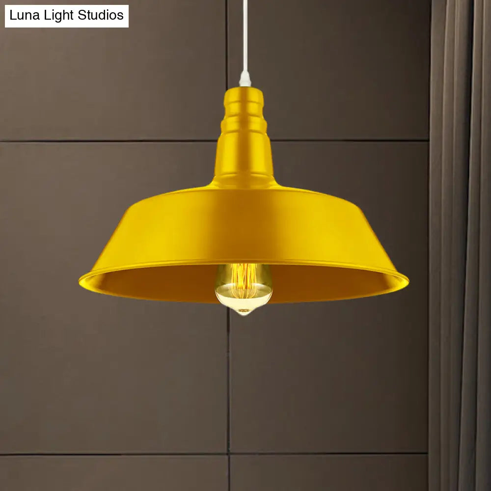 Barn Living Room Pendant Lighting - 10/14 Inch Wide Industrial Style Metal 1 Bulb Hanging Light
