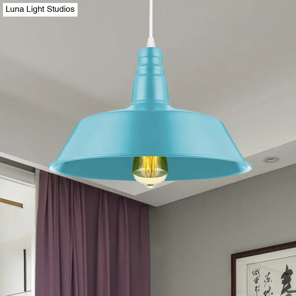 Barn Living Room Pendant Lighting - 10/14 Inch Wide Industrial Style Metal 1 Bulb Hanging Light
