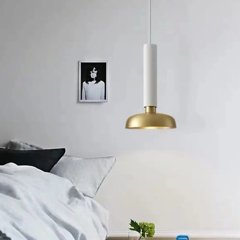 Barn Metal Pendant Light Kit - Minimalist White/Black Hanging Lamp For Bedside White