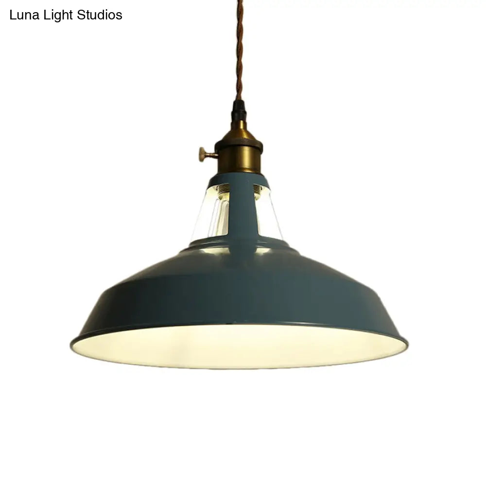 Barn Pendant Lighting Fixture - Industrial Metal Ceiling Light For Dining Room Beige/Blue/Green