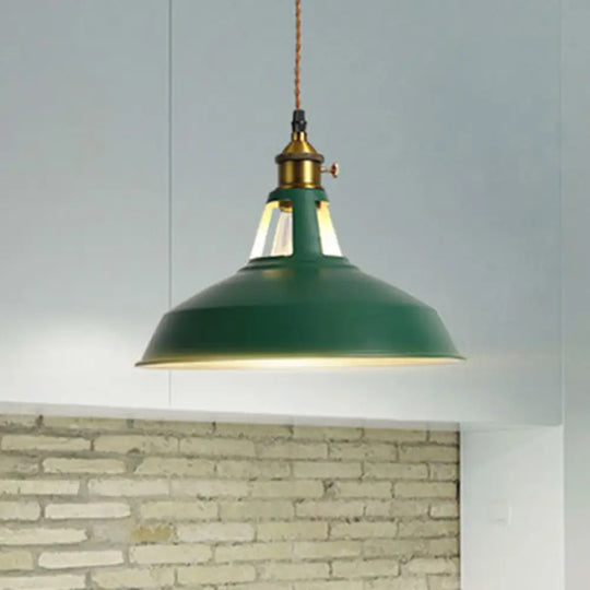 Barn Pendant Light Fixture - Industrial Beige/Blue/Green Metal For Dining Room Green