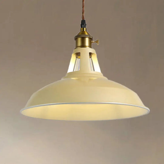 Barn Pendant Light Fixture - Industrial Beige/Blue/Green Metal For Dining Room Beige