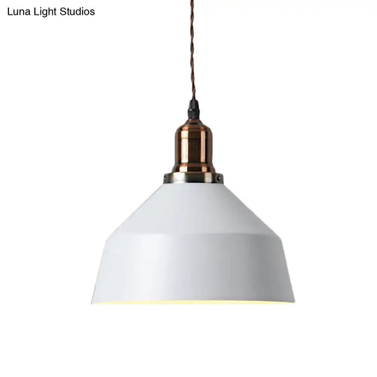 Industrial Metallic Pendant Lighting - Barn Shade Coffee Shop 1 Light White Ceiling Fixture