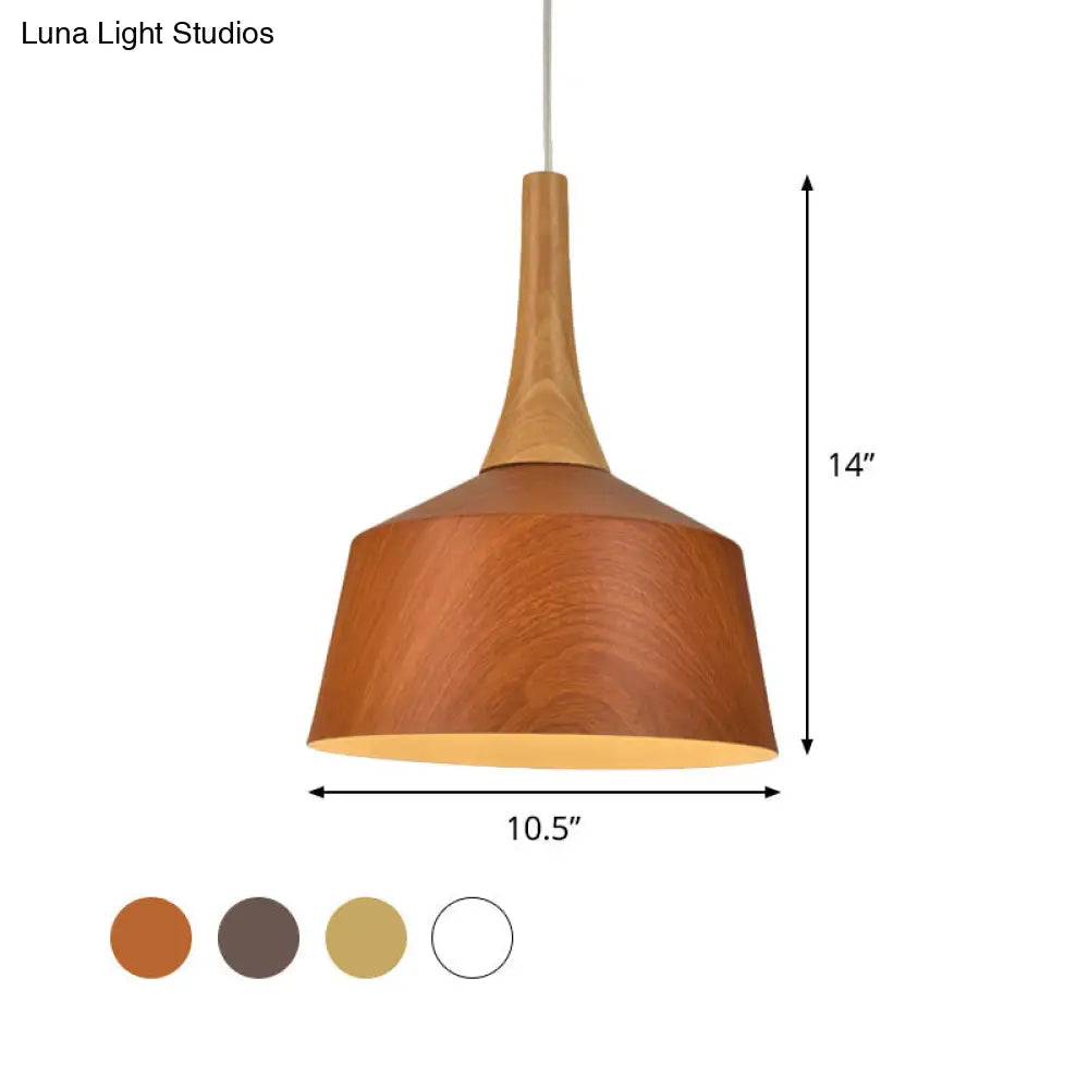 Farm Style Barn Suspension Light With Wooden Cap - White/Red Brown/Coffee Aluminum Hanging Lamp Kit