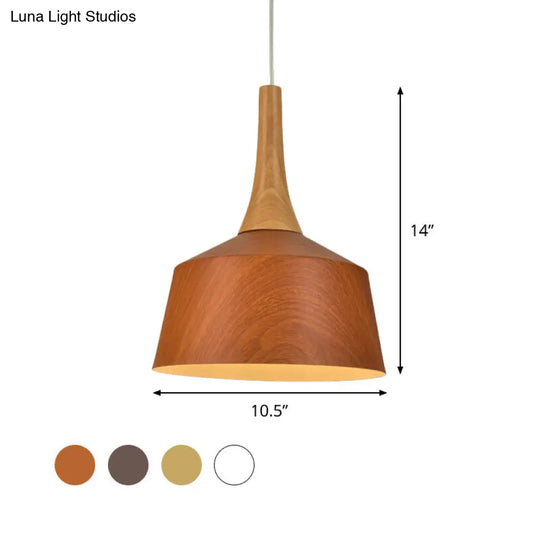 Farm Style Barn Suspension Light With Wooden Cap - White/Red Brown/Coffee Aluminum Hanging Lamp Kit