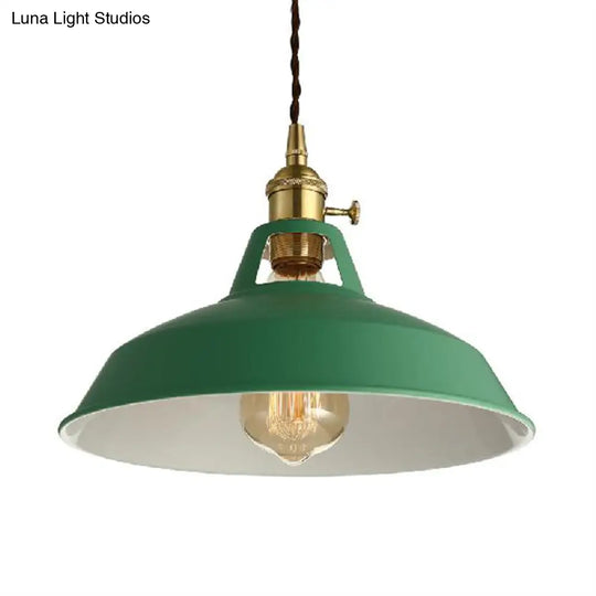 Barn Style Metal Pendant Light With Blue/Green Shade - Perfect For Dining Room