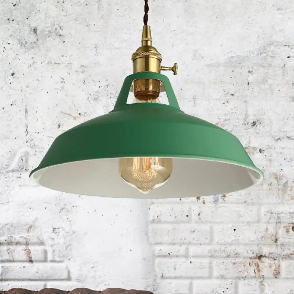 Barn Style Metal Pendant Light With Blue/Green Shade - Perfect For Dining Room Green