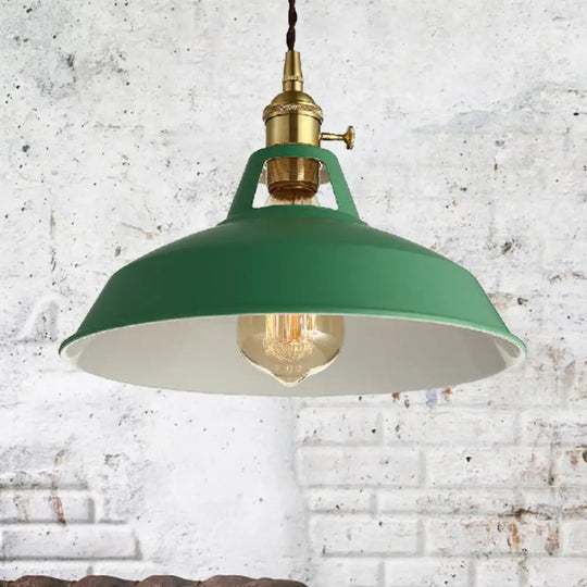 Barn Style Metal Pendant Light With Blue/Green Shade - Perfect For Dining Room Green