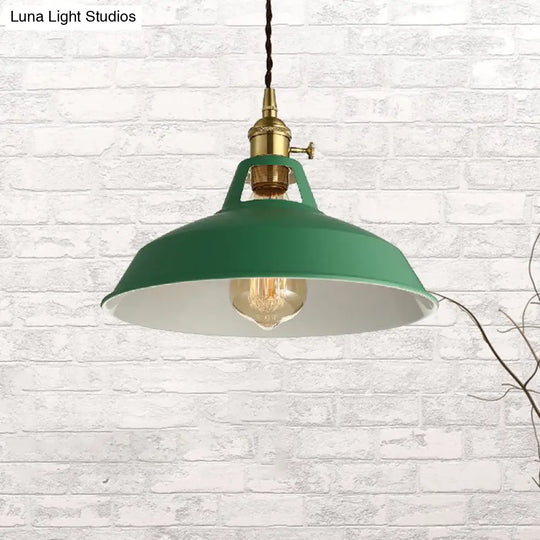 Barn Style Metal Pendant Light With Blue/Green Shade - Perfect For Dining Room