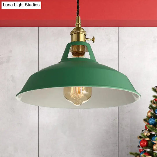 Barn Style Metal Pendant Light With Blue/Green Shade - Perfect For Dining Room