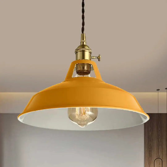 Barn Style Metal Pendant Light With Blue/Green Shade - Perfect For Dining Room Yellow