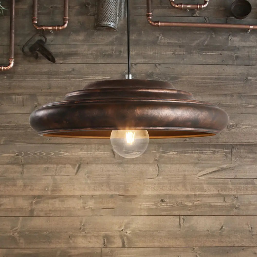Barn Suspension Pendant Light In Bronze- Ideal For Dining Room - Factory Style Bronze