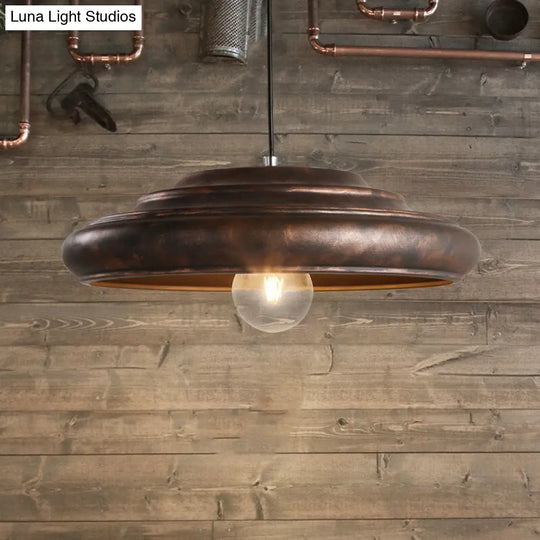 Bronze Iron Suspension Pendant Light With 1 Bulb - Dining Room Ceiling Fixture
