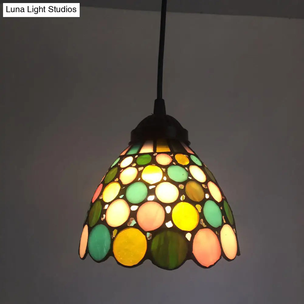 Baroque Handcrafted Stained Glass Brass Pendant Light