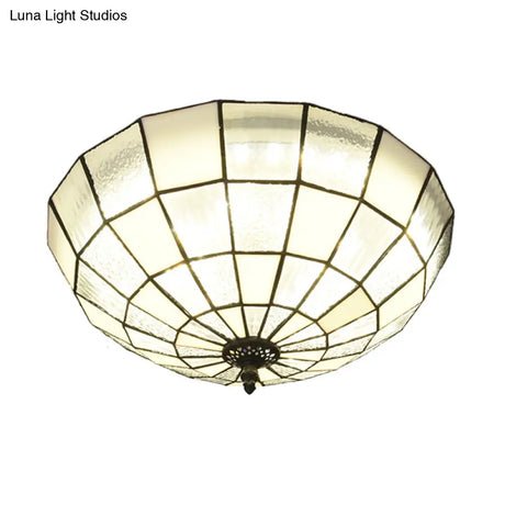 Baroque 3 - Head Cut Glass Clear/Textured White Flushmount Ceiling Light