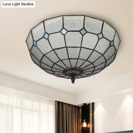 Baroque 3 - Head Cut Glass Clear/Textured White Flushmount Ceiling Light