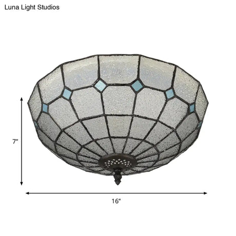 Baroque 3 - Head Cut Glass Clear/Textured White Flushmount Ceiling Light