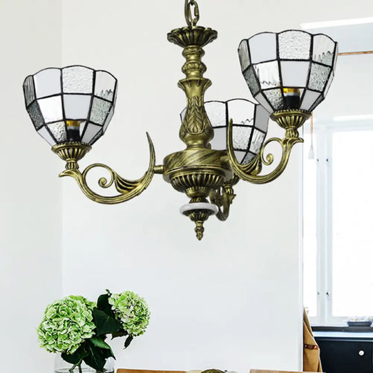 Baroque Bronze Domed Chandelier With Blue/Textured White Glass For Bedroom - 5/9/11 Lights 3 /