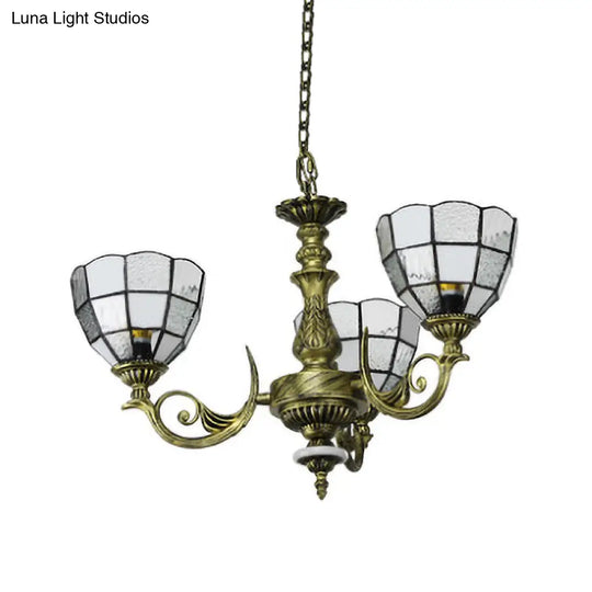 Baroque Bronze Domed Chandelier With Blue/Textured White Glass For Bedroom - 5/9/11 Lights