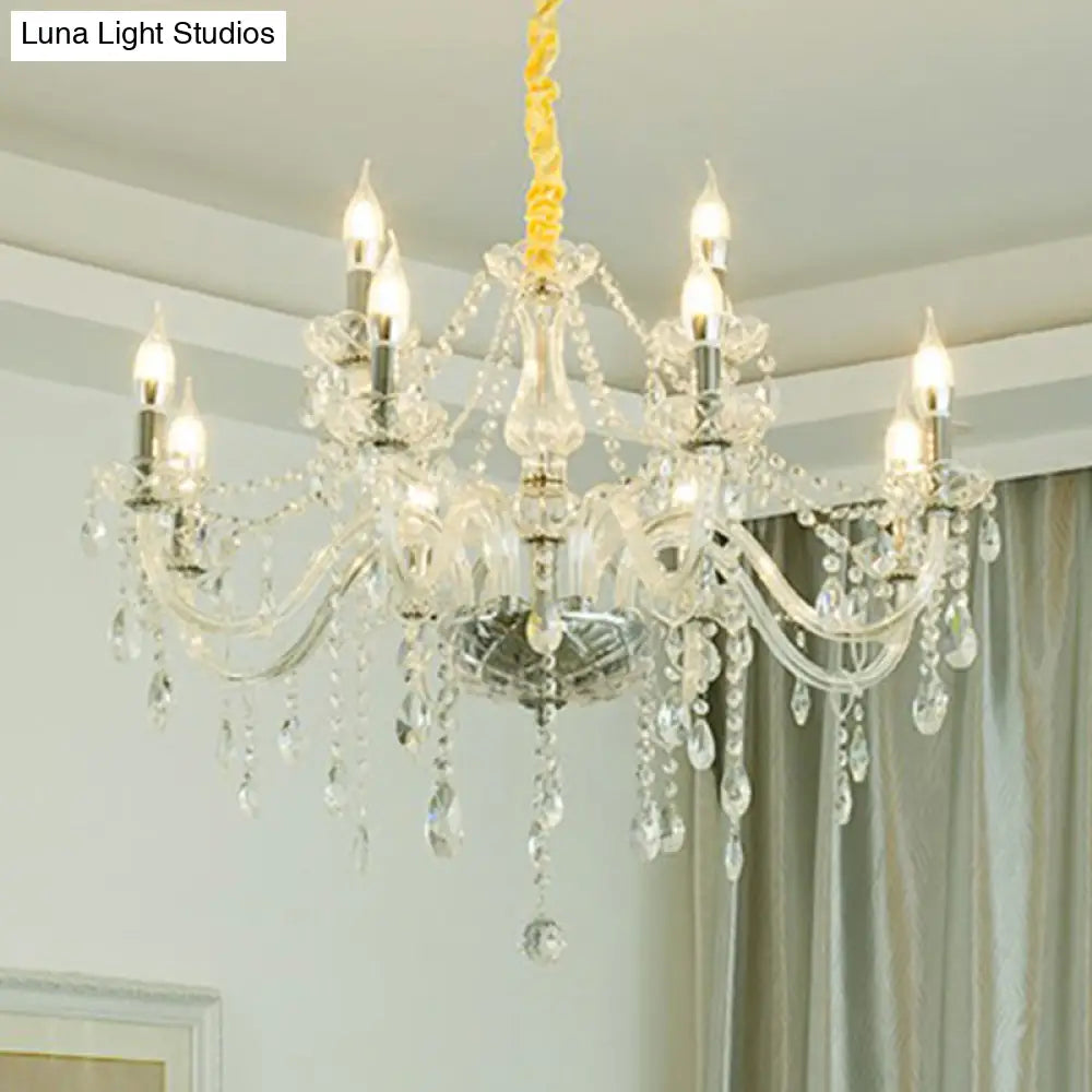 Baroque Candelabra Chandelier: Clear Crystal Pendant Light For Dining Room