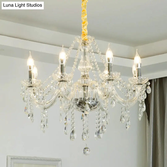 Baroque Candelabra Chandelier: Clear Crystal Pendant Light For Dining Room