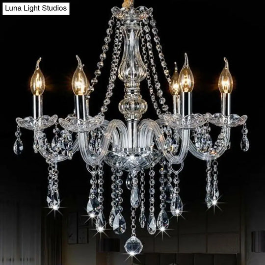 Baroque Candelabra Chandelier: Clear Crystal Pendant Light For Dining Room