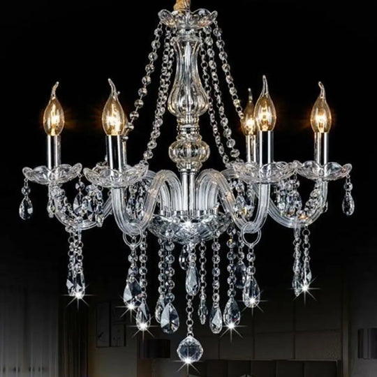 Baroque Candelabra Chandelier: Clear Crystal Pendant Light For Dining Room 6 /