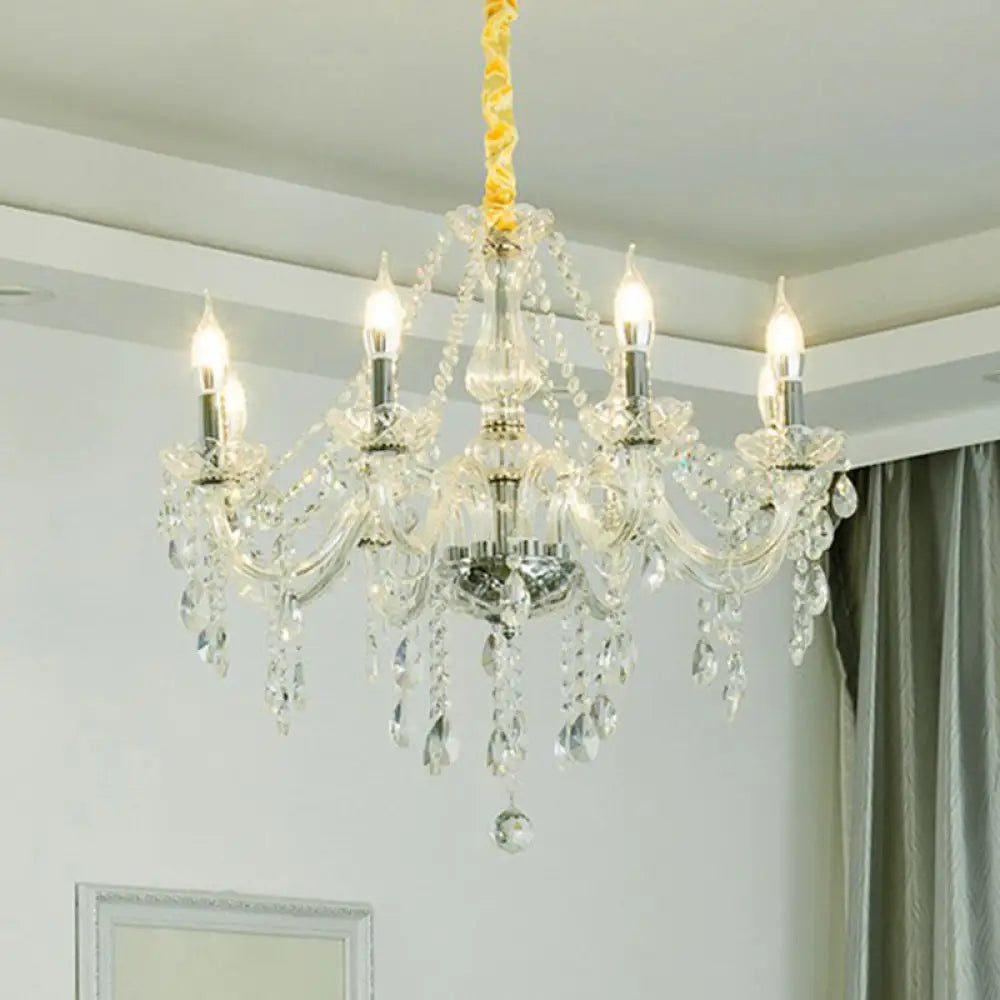 Baroque Candelabra Chandelier: Clear Crystal Pendant Light For Dining Room 8 /