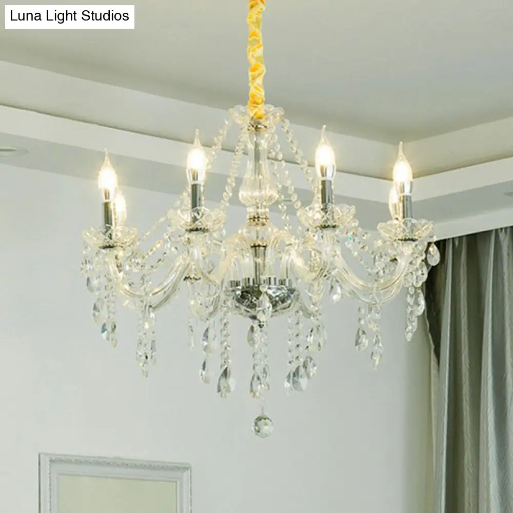 Baroque Candelabra Chandelier: Clear Crystal Pendant Light For Dining Room