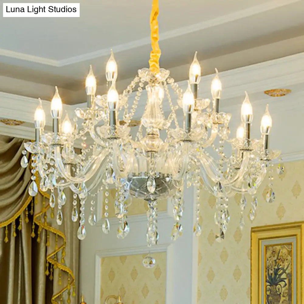 Baroque Candelabra Chandelier: Clear Crystal Pendant Light For Dining Room