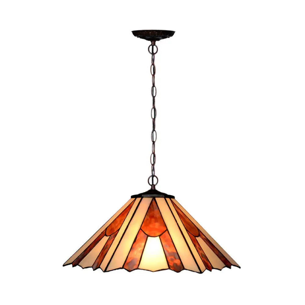 Baroque Conical Glass Hanging Chandelier - White/Yellow/Orange 2 Lights Bronze Suspension Pendant