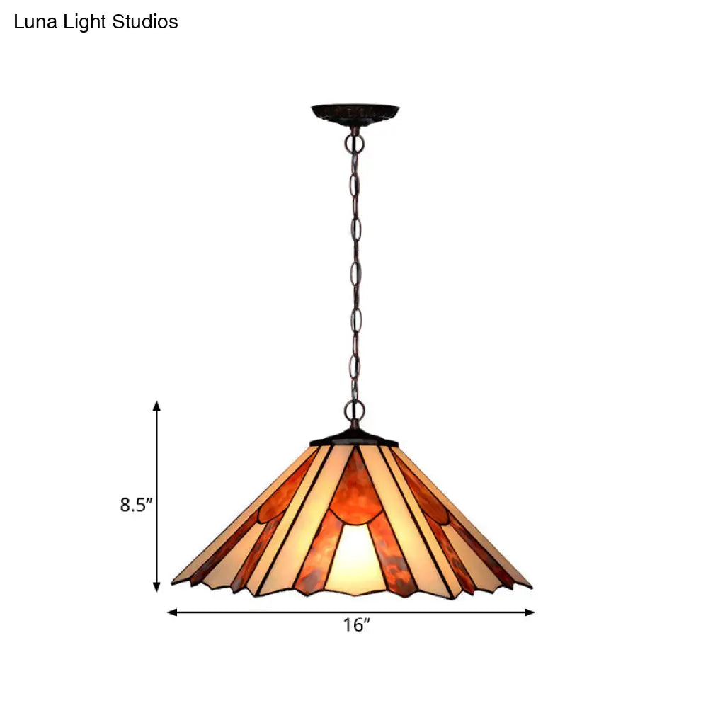 Baroque Conical Glass Hanging Chandelier - White/Yellow/Orange 2 Lights Bronze Suspension Pendant