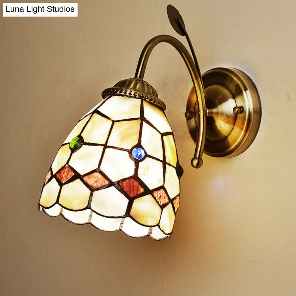 Baroque Gold Shell Wall Lamp With Arched Arm