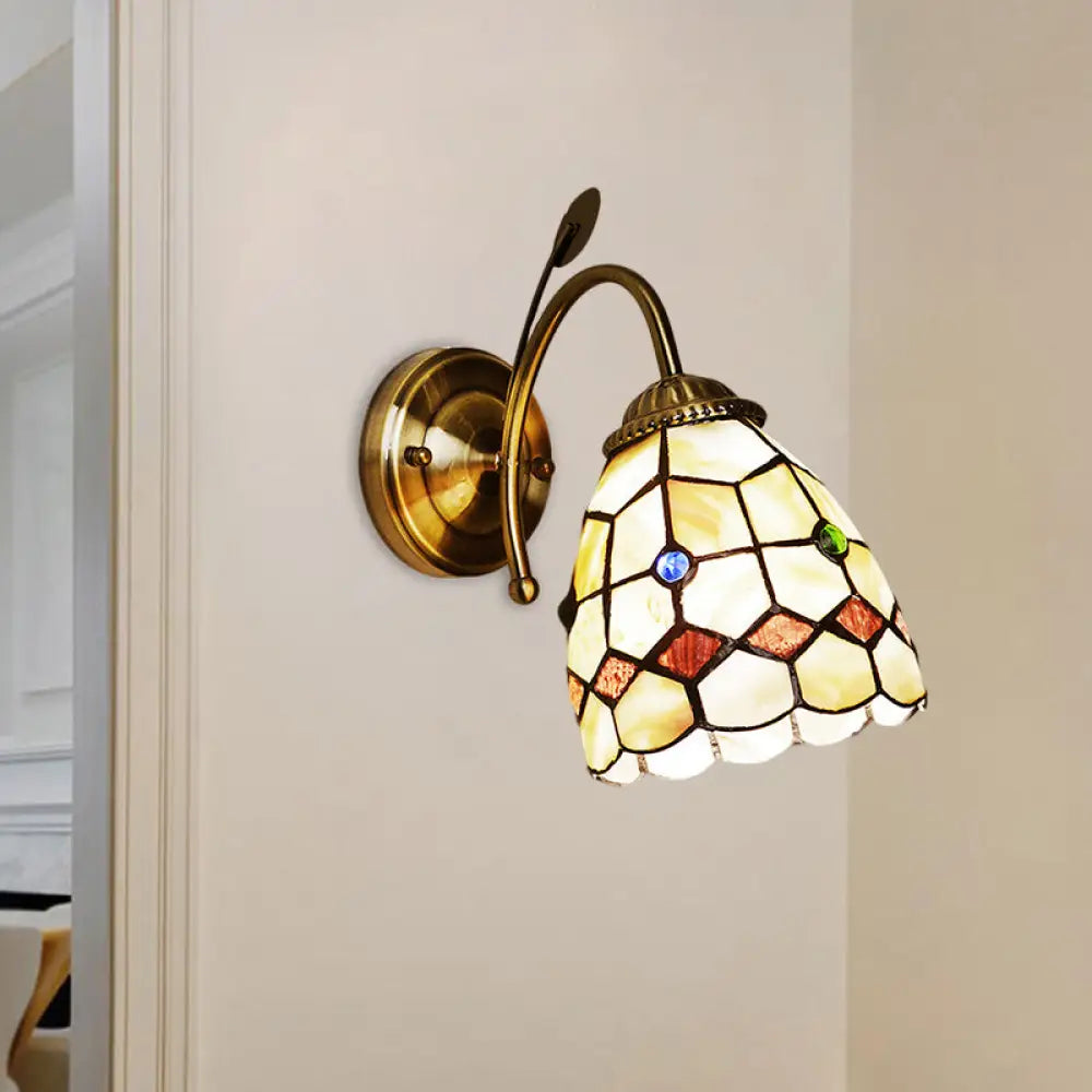 Baroque Gold Shell Wall Lamp With Arched Arm