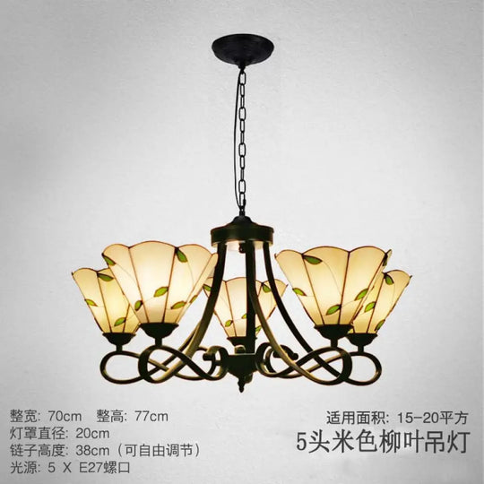 Baroque Hanging Chandelier With Scalloped Glass Shades And Curved Arm - 3/5 Lights In White Yellow