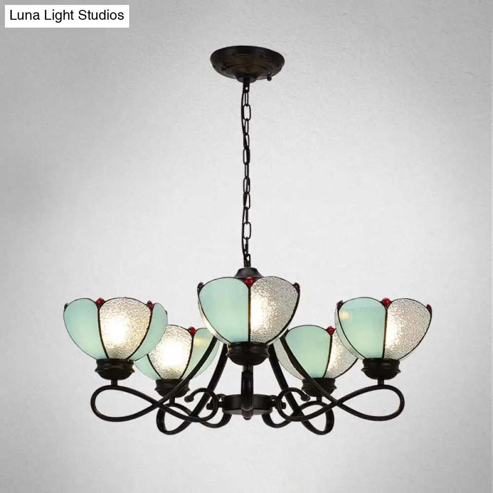 Baroque Scalloped/Cone Hanging Chandelier With Glass Shades - 3/5 Lights White/Yellow/Beige Ideal