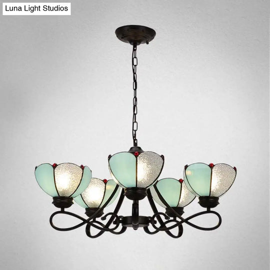 Baroque Scalloped/Cone Hanging Chandelier With Glass Shades - 3/5 Lights White/Yellow/Beige Ideal