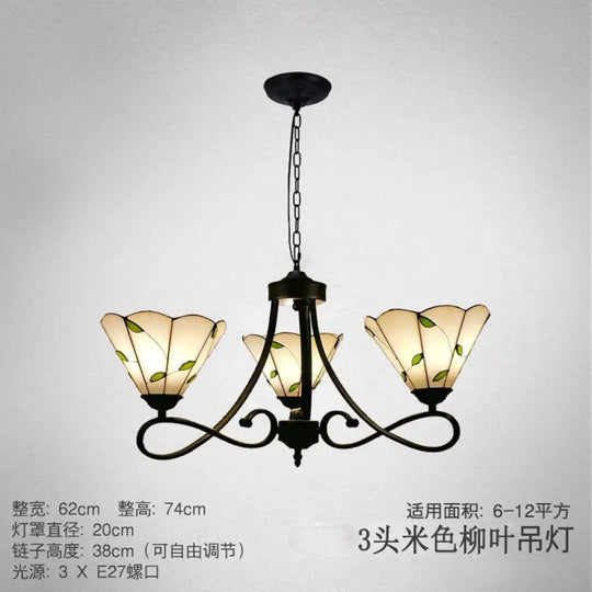 Baroque Hanging Chandelier With Scalloped Glass Shades And Curved Arm - 3/5 Lights In White Yellow