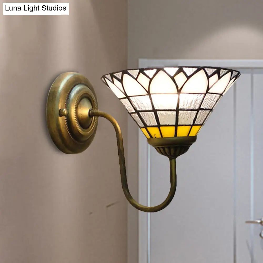 Baroque Lotus Glass Sconce Light For Hallway With Clear Dimple