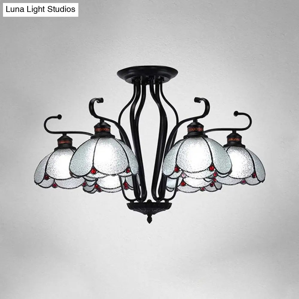 Baroque Scalloped Chandelier With 6/8 Hanging Lights And Colored Glass Pendant Kit For Living Room