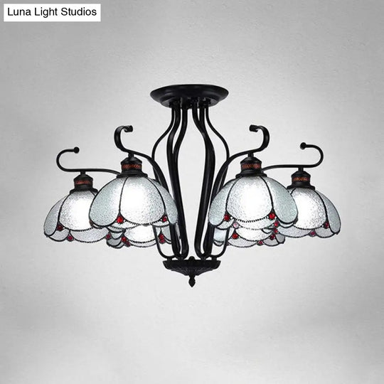 Baroque Scalloped Chandelier With 6/8 Hanging Lights And Colored Glass Pendant Kit For Living Room