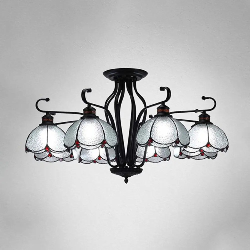 Baroque Scalloped Chandelier With 6/8 Hanging Lights And Colored Glass Pendant Kit For Living Room