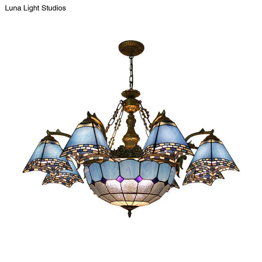 Baroque Stained Glass Chandelier With 9/11 Lights For Living Room