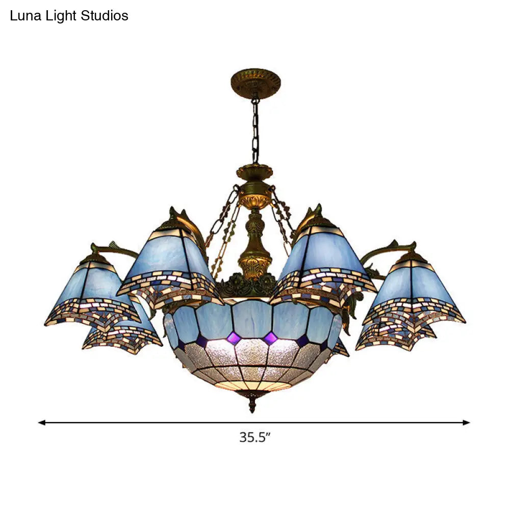 Baroque Stained Glass Chandelier With 9/11 Lights For Living Room