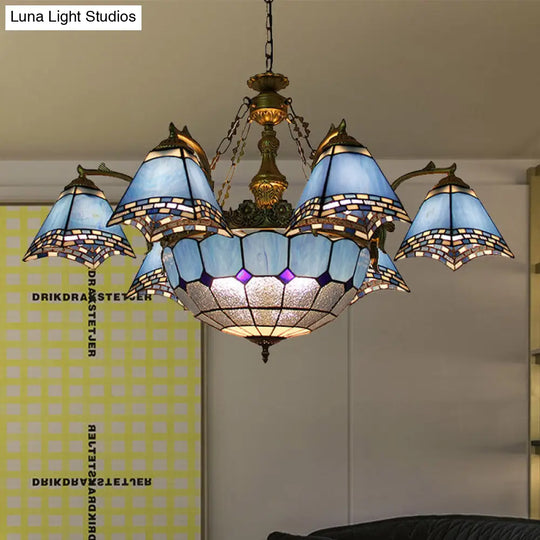 Baroque Stained Glass Chandelier With 9/11 Lights For Living Room