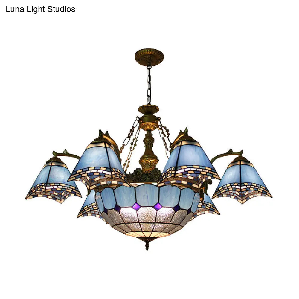 Baroque Stained Glass Chandelier With 9/11 Lights For Living Room