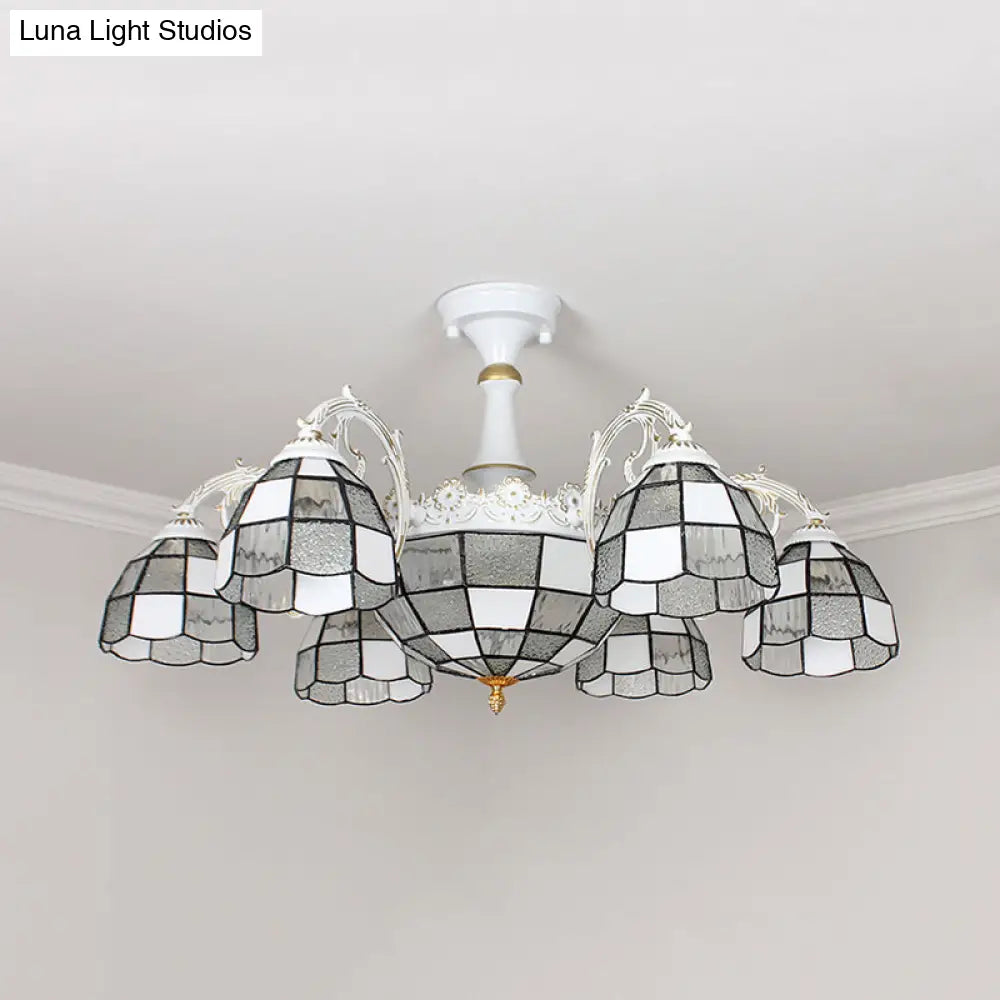 Baroque White/Blue/Silver Glass 9 - Light Ceiling Light Fixture For Bedroom